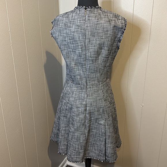 Rebecca Taylor Women’s 8 Sleeveless Slub Suiting Gray Drop Waist Dress Frayed - Picture 4 of 7